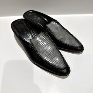 TOD'S Women's Vintage Leather Sequin Mule heels